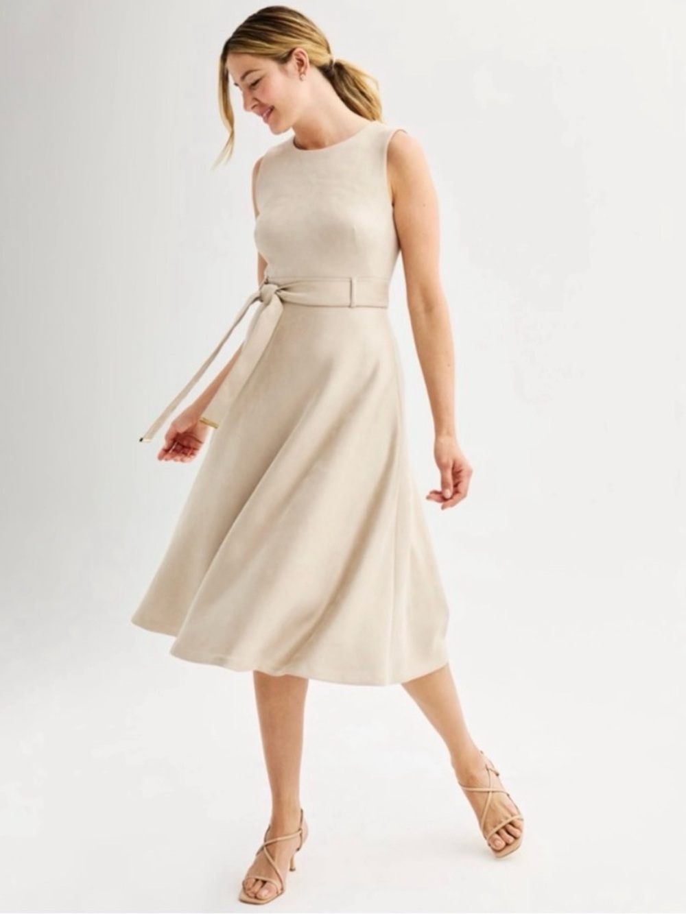 Calvin Klein Metallic Champagne Sleeveless Dress